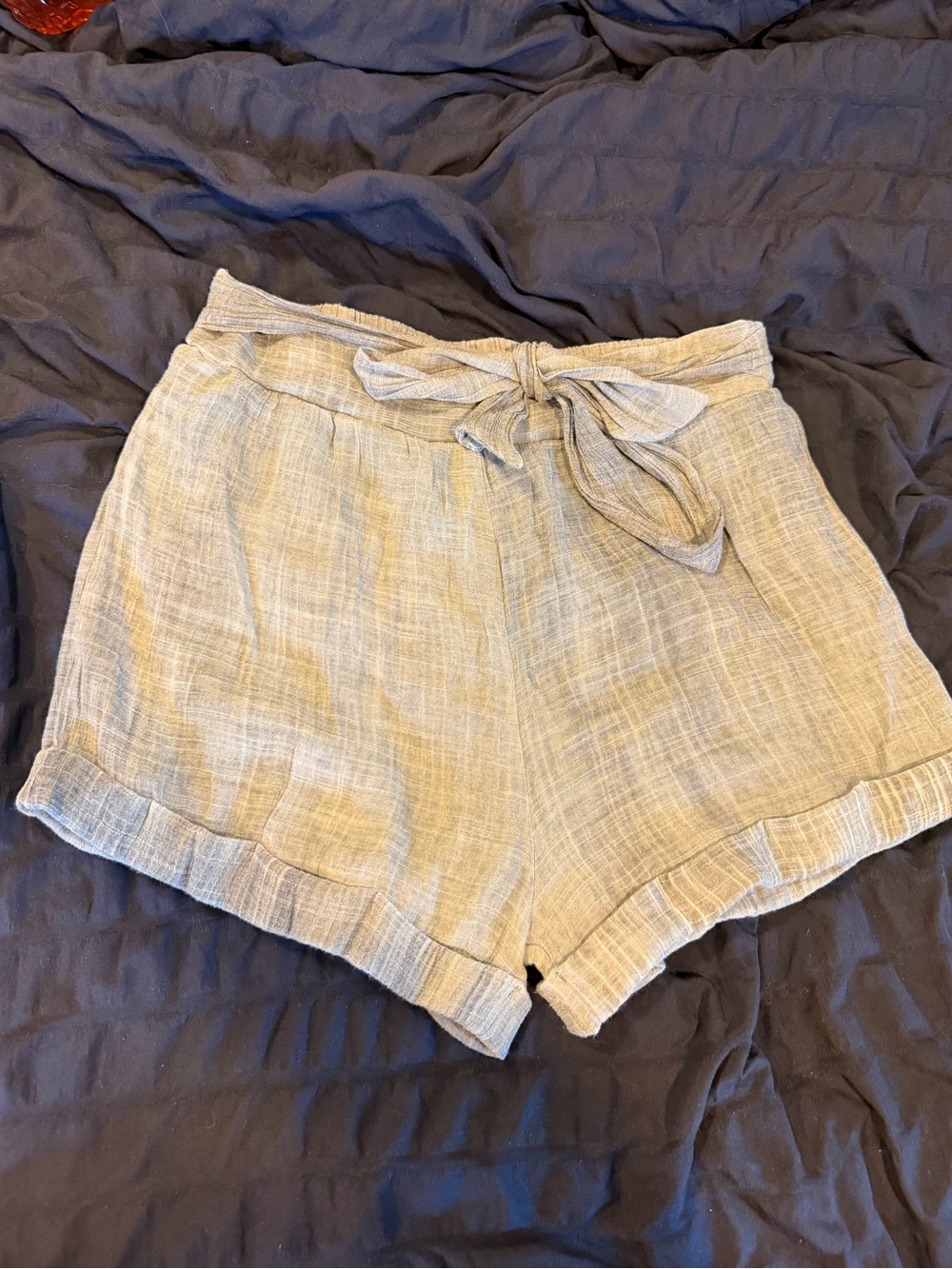 Sage High-Waist Tie-Front Linen-Blend Shorts - Light Green
